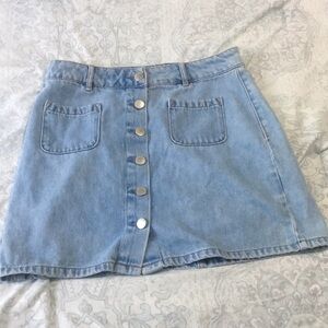 Jean midi skirt with pockets in front, size small